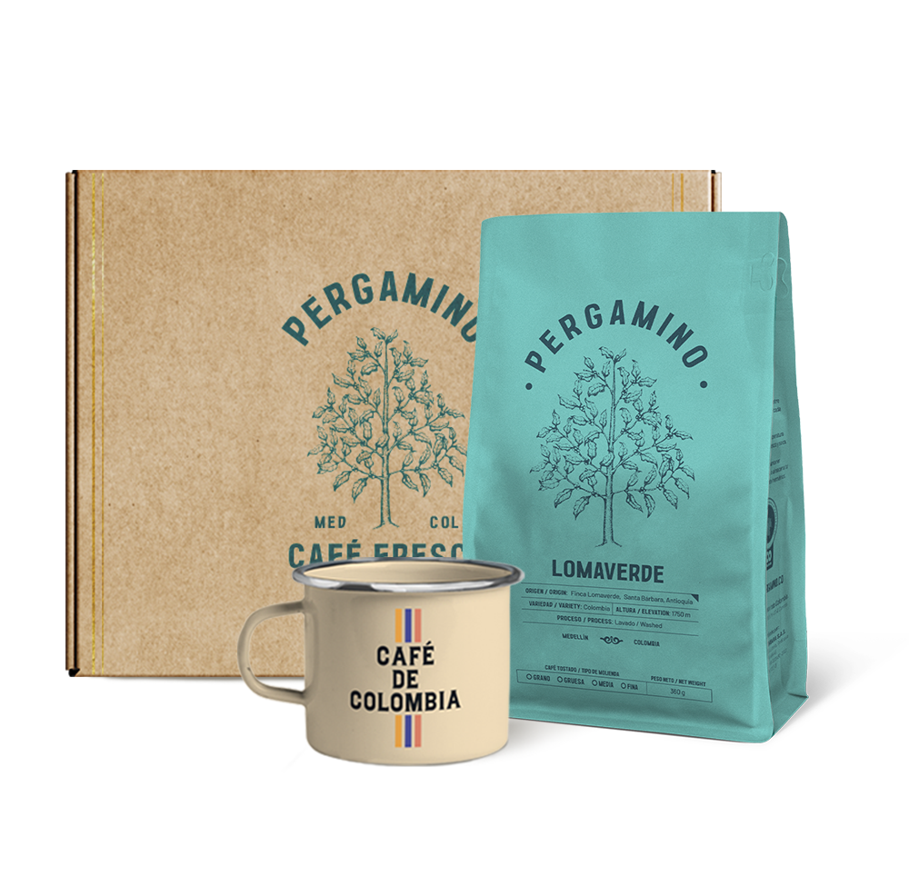 Kit Pergamino 360g + Mug en Peltre Pequeño