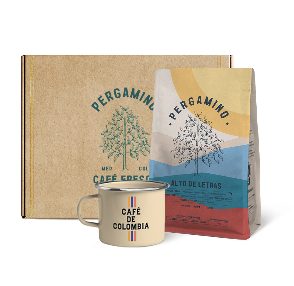Kit Pergamino 360g + Mug en Peltre Pequeño